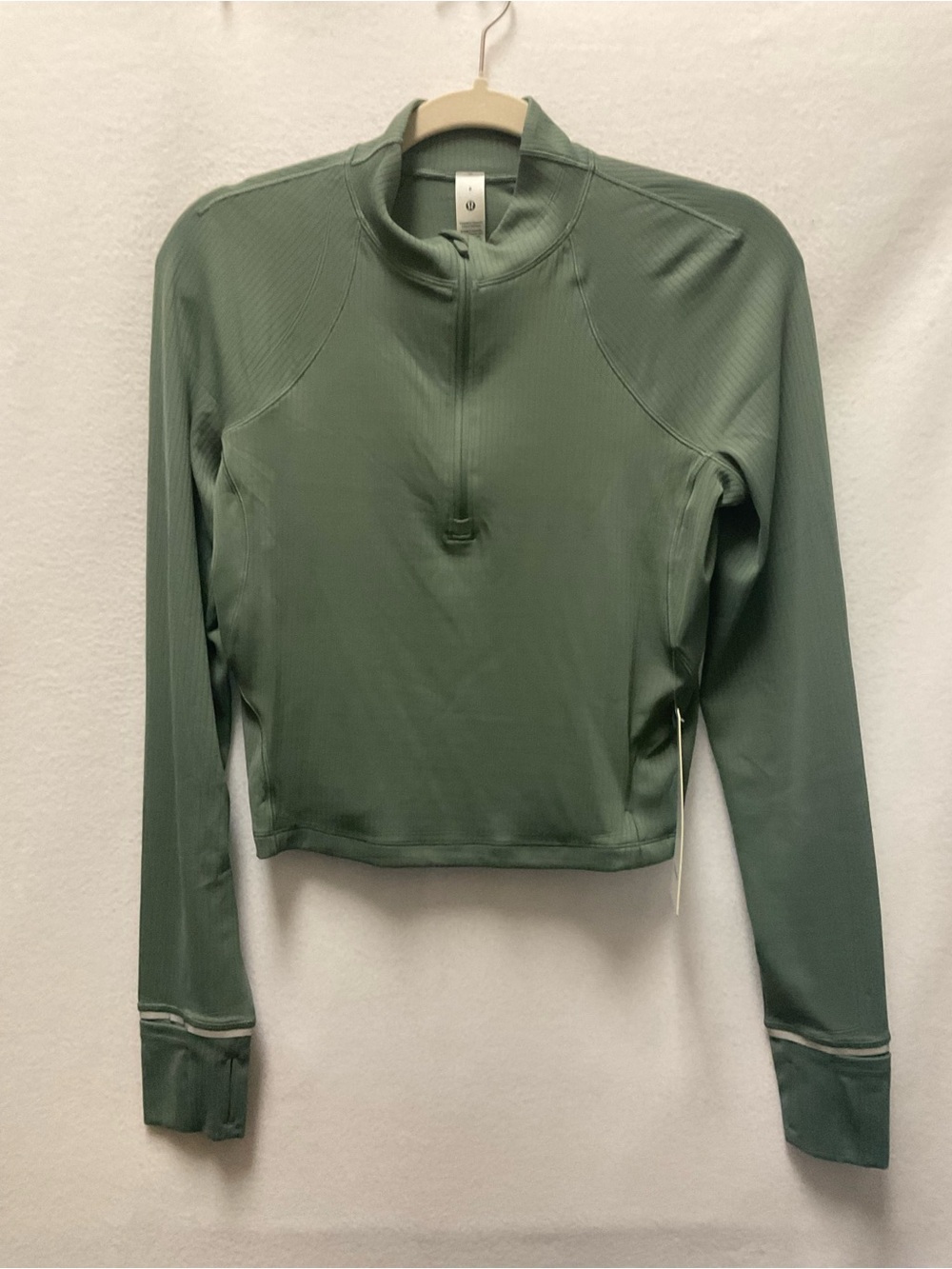 lululemon athletica Sage Green Long-Sleeve Quarter-Zip Crop Top